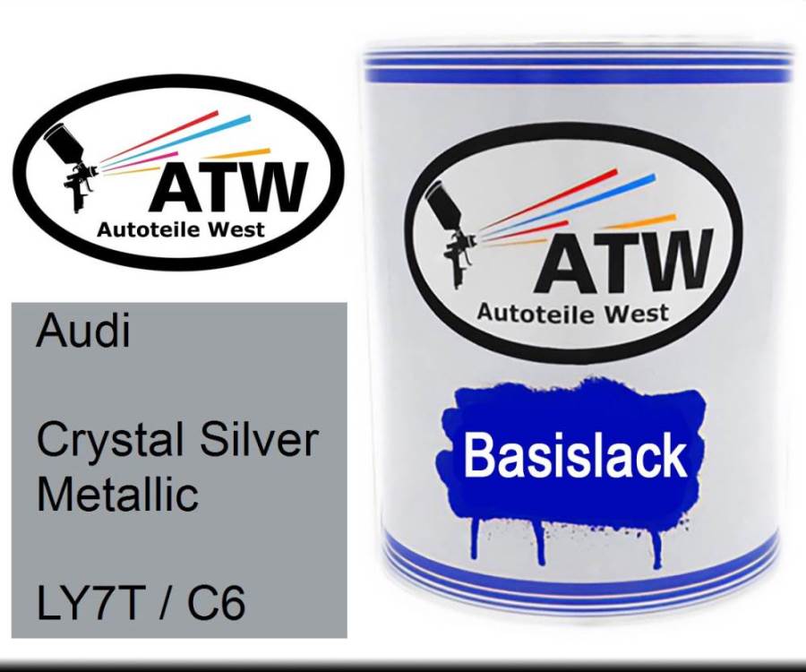 Audi, Crystal Silver Metallic, LY7T / C6: 1L Lackdose, von ATW Autoteile West.